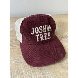 Joshua Tree Snapback Trucker Hat Red One Size Corduroy Mesh Back